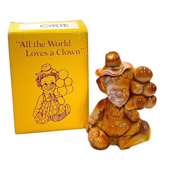 Balloon Clown Art Glass Figurine Cadmium Glow Orie Carmel Slag Glass 1981 Mosser - Picture 6 of 10